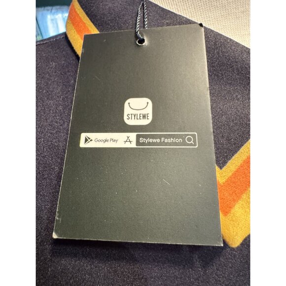 NWT Stylewe Womens Long Colorful Striped Sleeve Dress Bold Collar & Button Detai - Picture 9 of 10